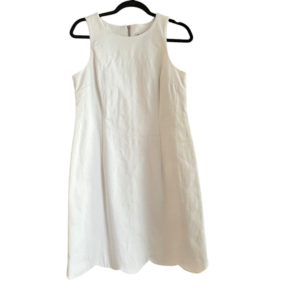 Southern Tide Cotton White Sleeveless‎ Scalloped Hem A-Line Dress